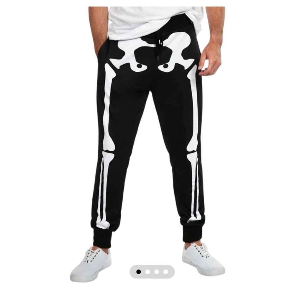 Tipsey Elves Men's size Large Halloween Skeleton Joggers NWOT